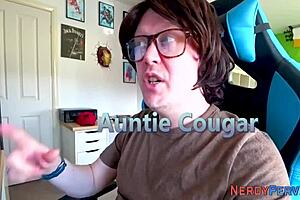 Real Cougar Riding Nerd’s Dick with Passion.