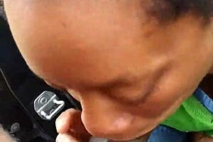 Public sluts’ sloppy black amateur taking a blowjob