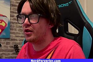 this geek with glasses needs two girls for a threesome!