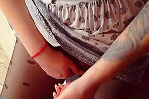 hot milf pulls pantyhose up full of cum cum on pantyhose