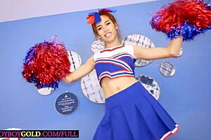 Skinny Cheerleader Ladyboy Lee Gives POV Blowjob and Deep Anal Fuck