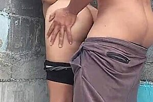 Against the Wall with Brunette Neighbor