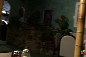 Blonde Milf Teased Under Table Develops Urge for Riding Action