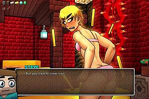 Hot Big Tits Babe Strips in Underwear for Horny Parody Game