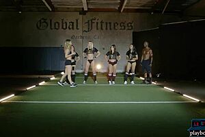 Sexy black teen 18+ doing a tough pre season gym workout