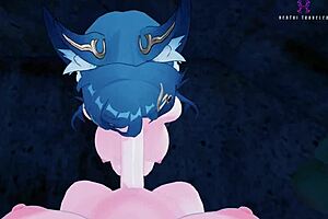 Yukong licks Tingyun's pussy