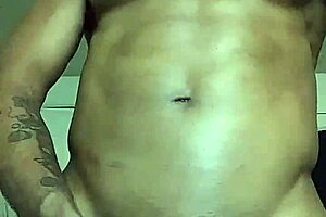 Ebony guy talks while beating his monster black cock in amateur scene