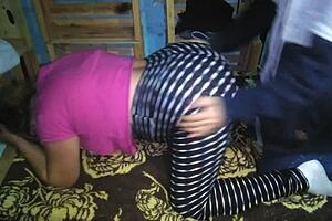 I touch her panties and give massages before doggystyle