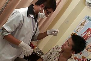 Did the slim asian twink get rimmed and bred by the doctor?