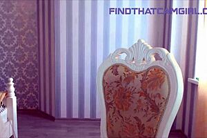 Perfect European model strips naked on webcam!