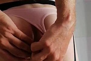 Feeling the anal plug in pantyhose as a sissy