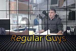 Does this interracial gay couple fuck bareback in the office, taking his virgin ass?