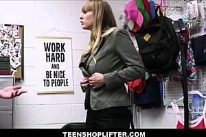 Natural tits in the shoplifter gets caught and fucked by an officer