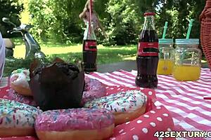 Lesbian anal picnic with muff diving and fingering.