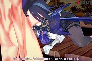 I watch Clorinde give an amazing blowjob in Genshin Impact hentai