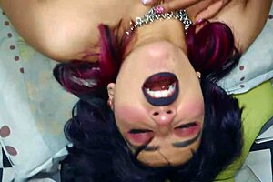 Grabbing Gothic College Girlfriend During Intense Fucking