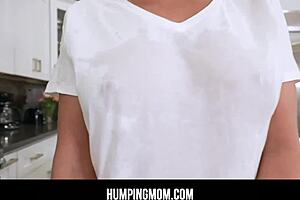 milf gets fucked doggy in the kitchen after stepson confesses his obsession