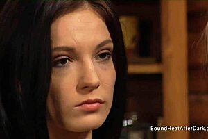 Curvy lesbian slave endures bondage whipping from dominant mistress