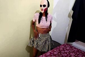 i'm a brunette student skippin class for halloween porn