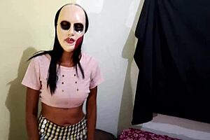 i'm a brunette student skippin class for halloween porn