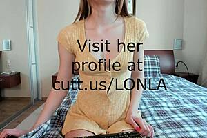 Sexy brunette teen from London relaxes softly in bedroom