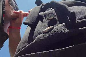 Chubby cutie gives pov outdoor blowjob with big tits and juicy nipples then plays with cum