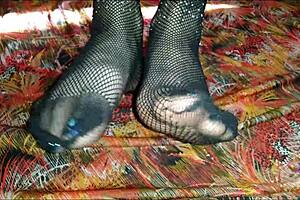 Sexy Tattooed Woman Jerking Your Cock with Her Heeled Feet