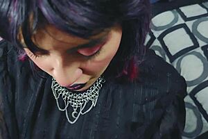 Grabbing Gothic College Girlfriend During Intense Fucking