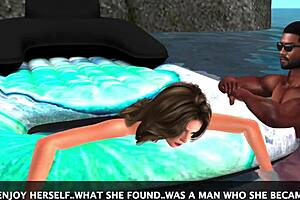 Saucy aussie gets interracial 3d beach sex with big black cock