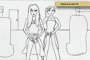 Teen girls in art academy peeing standing up