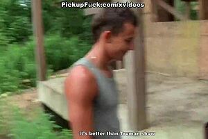 slim girl hints at showing tits and ass for cash outdoors