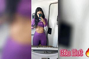 Bia masturbates in the bus bathroom