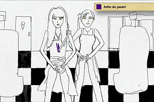 Teen girls in art academy peeing standing up