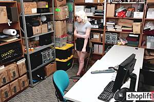 Hot blonde teen busted by bad policeman for spying