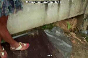 Slender girl uses breasts and buttocks to make money