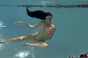 Fit brunette milf Sofie Marie banged hard in outdoor pool.