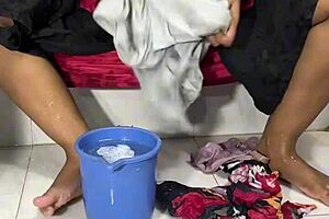 Cute Girl Fingers Pussy In Bathroom Shower!