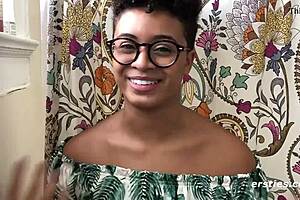 Ebony Amateur Kay Plays with Big Tits on Sofa Reaching Orgasm