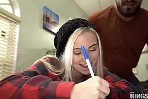 Hot Blonde Aria Banks Teen Takes Rough Deepthroat And Pounding On Sofa
