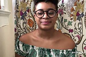 Ebony Amateur Kay Plays with Big Tits on Sofa Reaching Orgasm