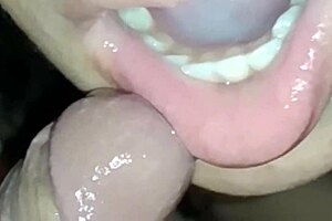 Wife sucks friend deep throat in 3some cuckold cum in mouth