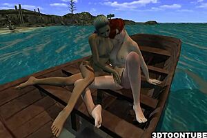 foxy 3d lesbian babe gets licked on boat 😍