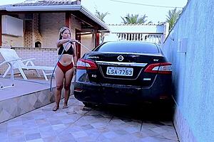 wife seduces neighbor while washing husband's car