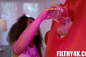 cosplaying stepmom joins unexpected threesome with johnny love, naomi foxxx, skyla sun.