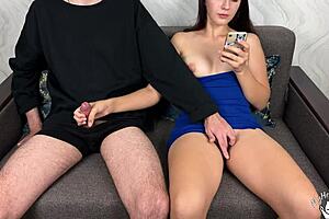 Step Brother Sees Tight Pussy, Touches Himself Next to Me