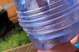 Flesh light toy used indoors and outdoors for masturbation