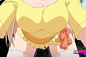 Public hentai featuring blonde girl with big ass and tits masturbating with ice cream