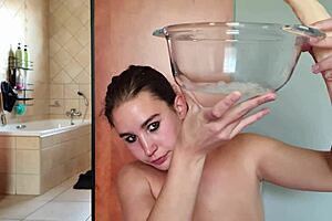 Gathering Saliva While Fucking My Throat with Double Dildo