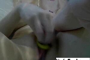 Is sexy nadia masturbating in the bath with rubber duckies on her tits?