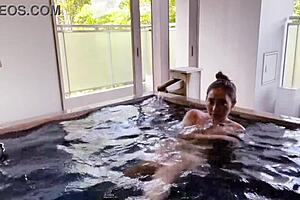 i'm at akiu onsen where the hot water turns my ass red and steamy.